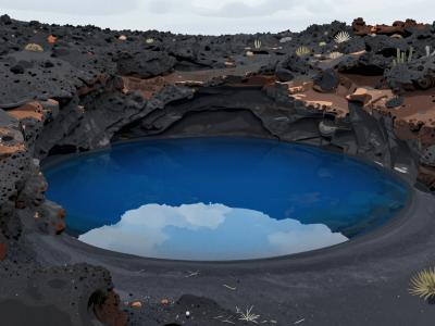 AI-generated illustration of Charco de los Marmoles