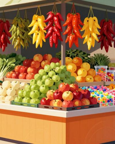 AI-generated illustration of La Boqueria Market