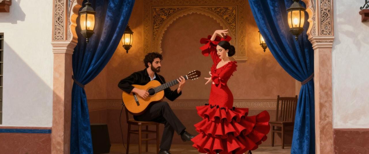 Illustrative header image for Flamenco in Seville: Finding Good Shows in Triana and Beyond