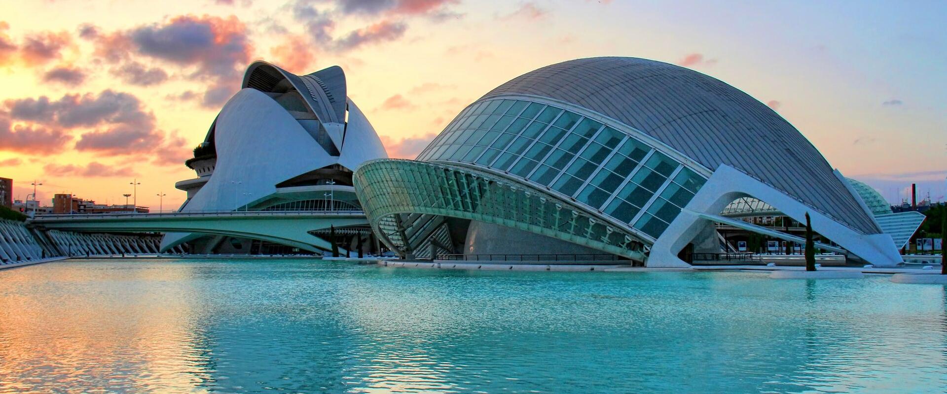The City of Arts and Sciences in Valencia at sunset