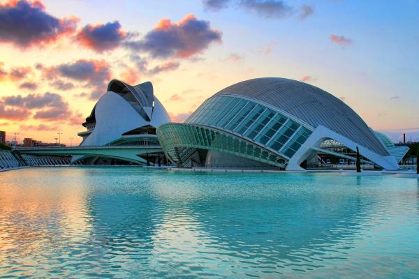 The City of Arts and Sciences in Valencia at sunset