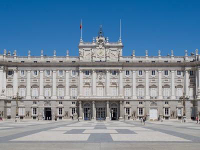 The Royal Palace of Madrid seen across the Plaza de la Armería