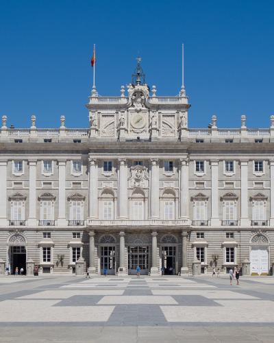 The Royal Palace of Madrid seen across the Plaza de la Armería