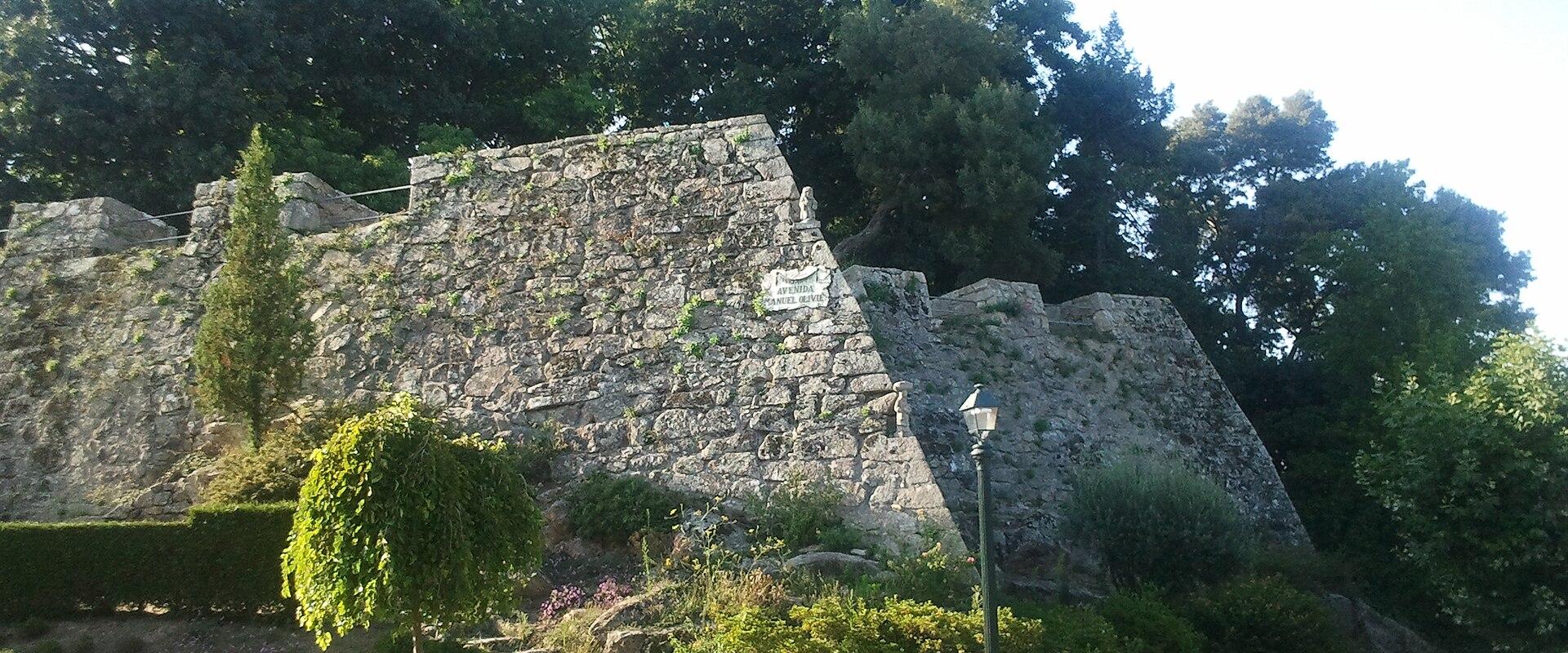 Stone ramparts of the Castro fortress in Vigo among its gardens