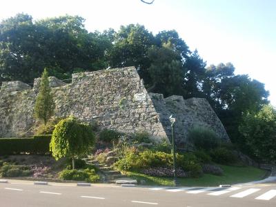 Stone ramparts of the Castro fortress in Vigo among its gardens