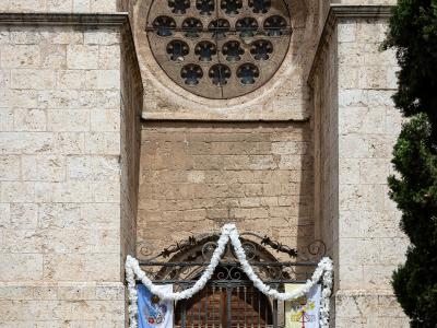 Gothic portal and rose window of Ciudad Real Cathedral