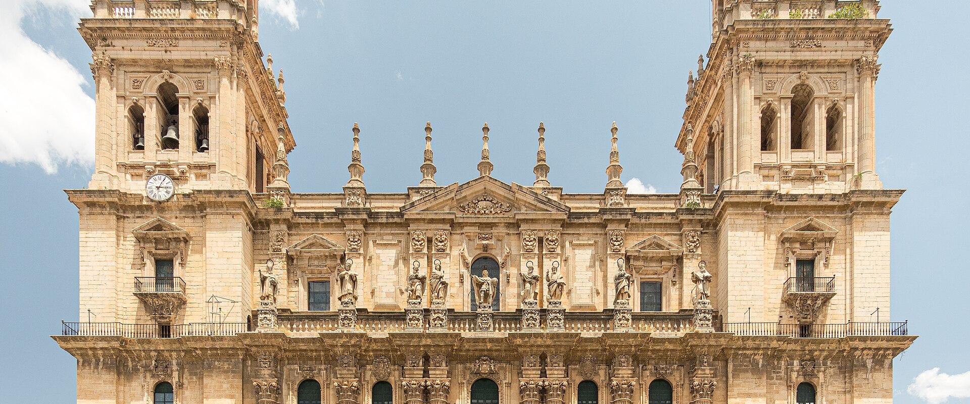 The Renaissance façade and twin towers of Jaén Cathedral