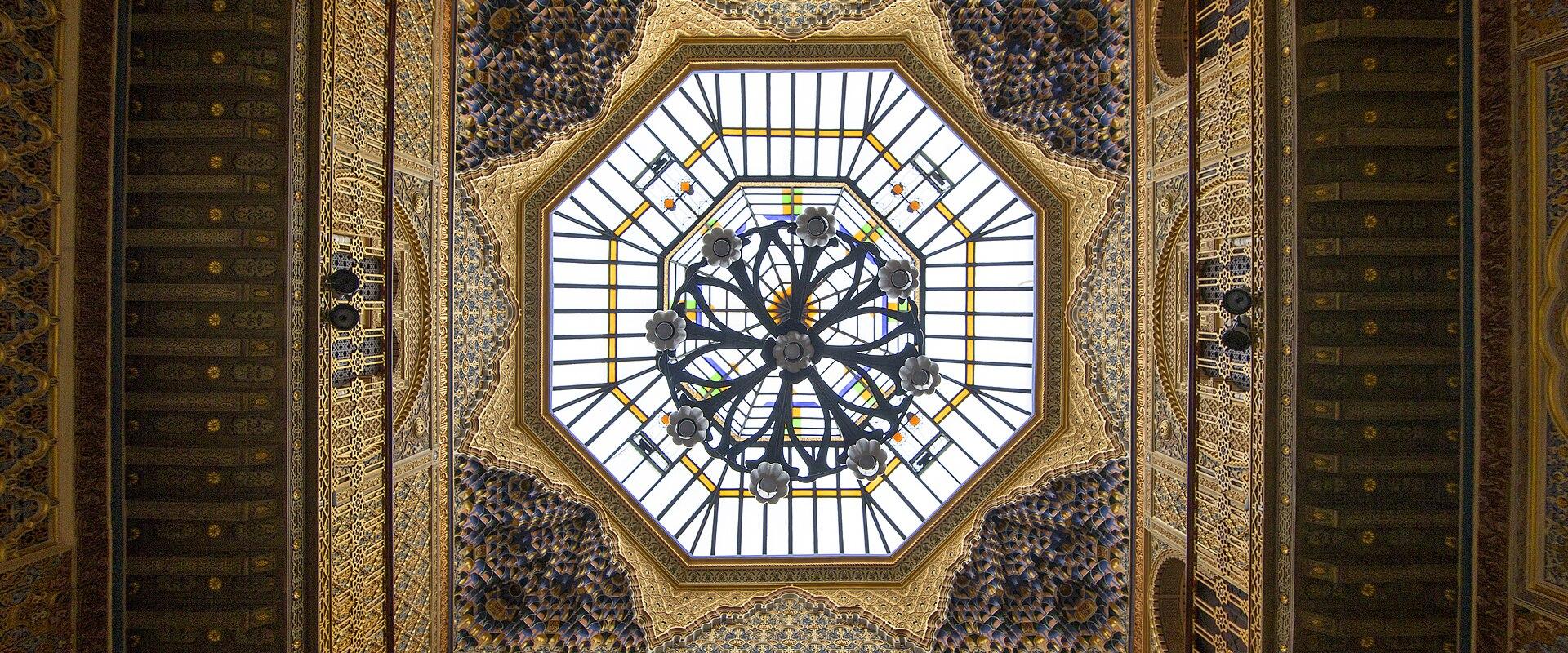 The ornate Moorish-style ceiling of the Arab Patio in the Real Casino de Murcia