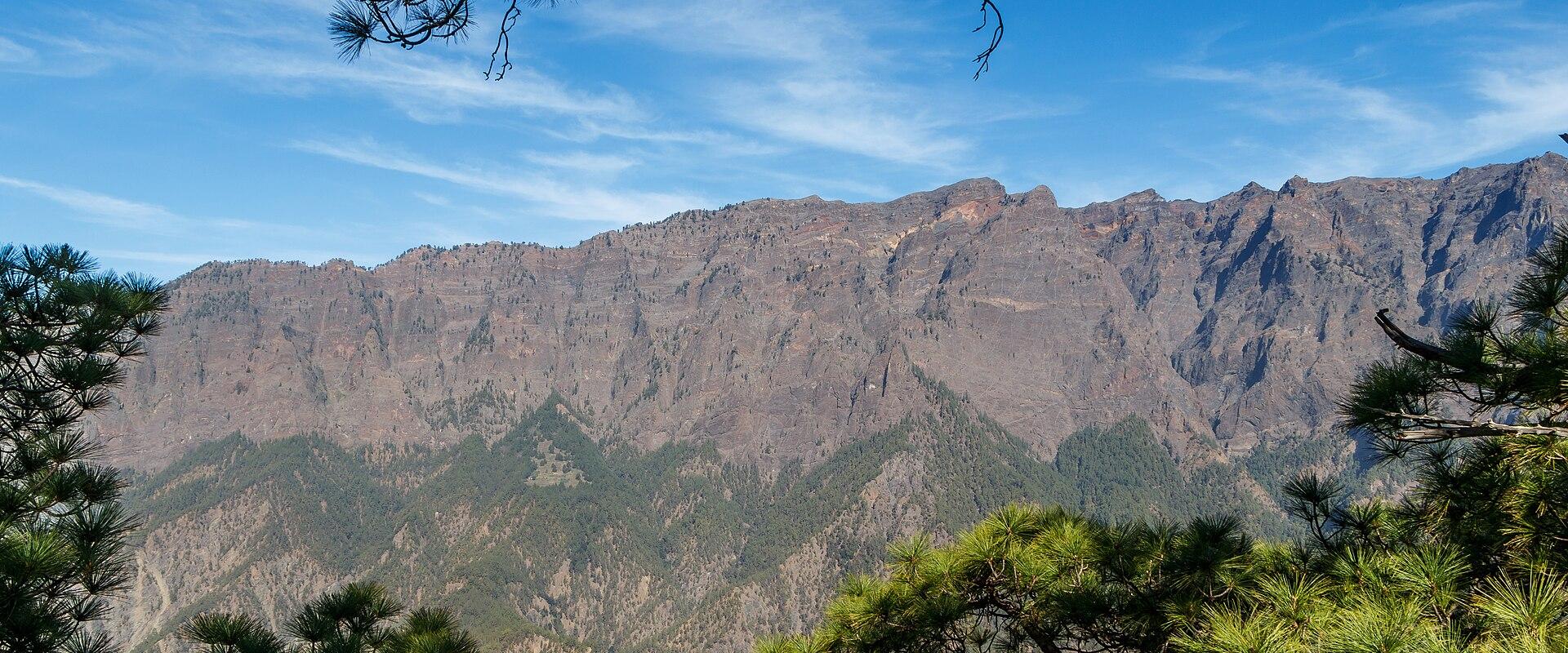 The rim and pine-clad walls of the Caldera de Taburiente on La Palma