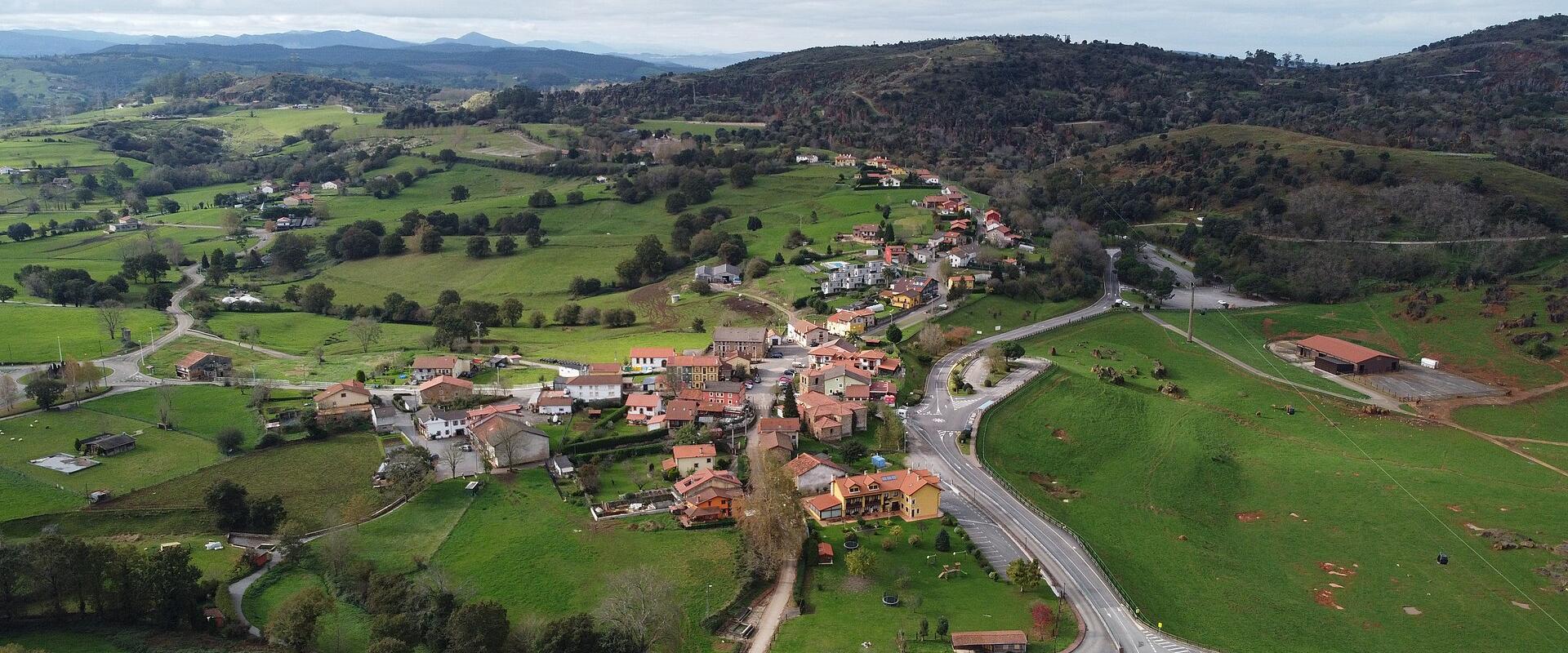 Panoramic view of Cabárceno village in the municipality of Penagos, Cantabria