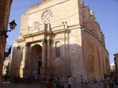 The Gothic facade of Ciutadella Cathedral, Menorca