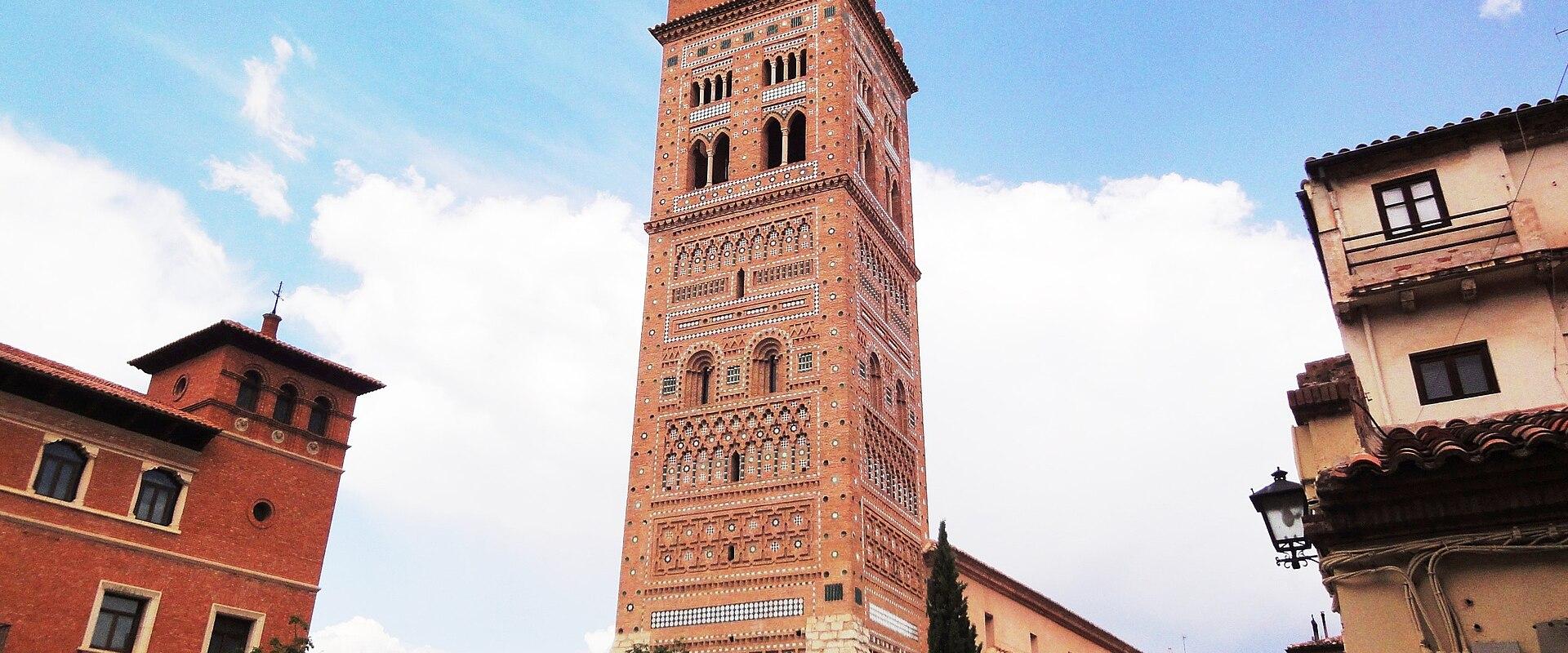 A Mudéjar tower rising over the streets of Teruel