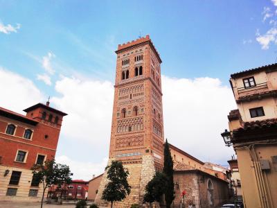 A Mudéjar tower rising over the streets of Teruel