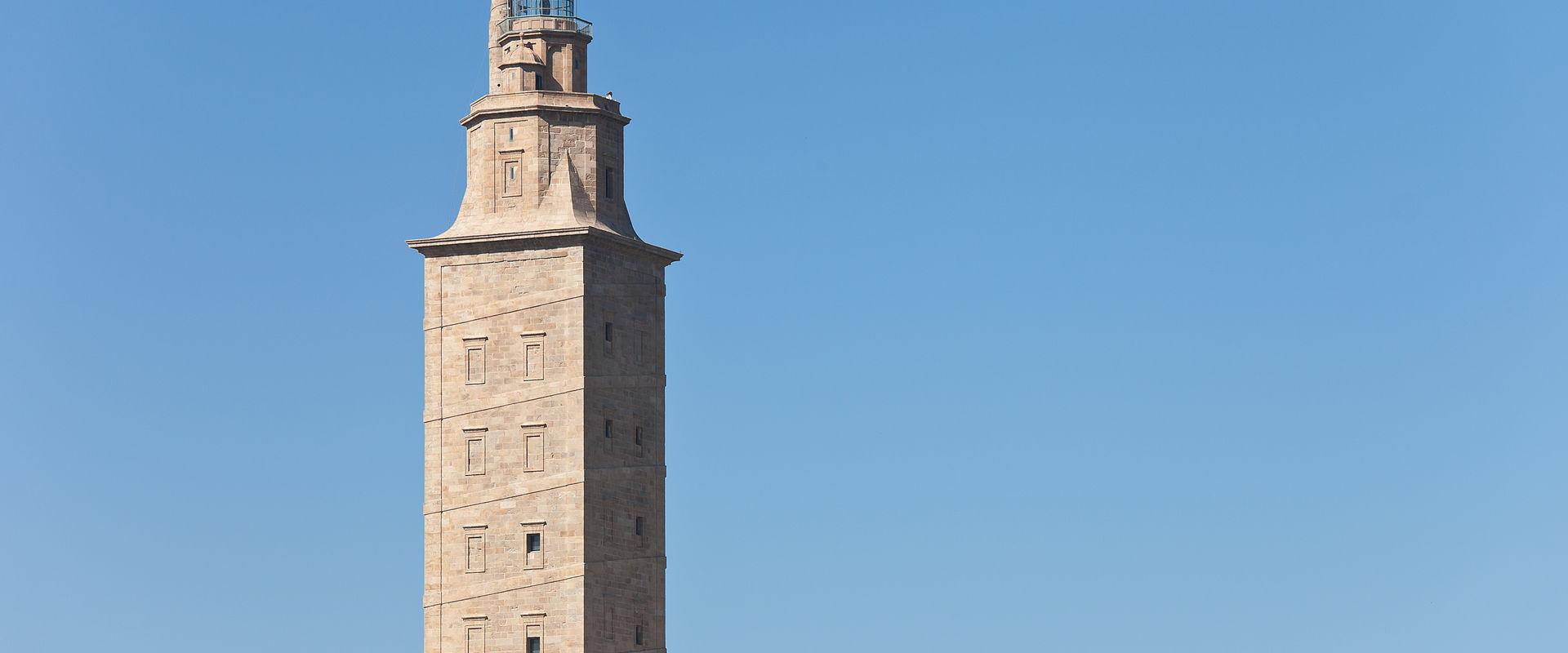 The Roman Tower of Hercules lighthouse on its headland in A Coruña