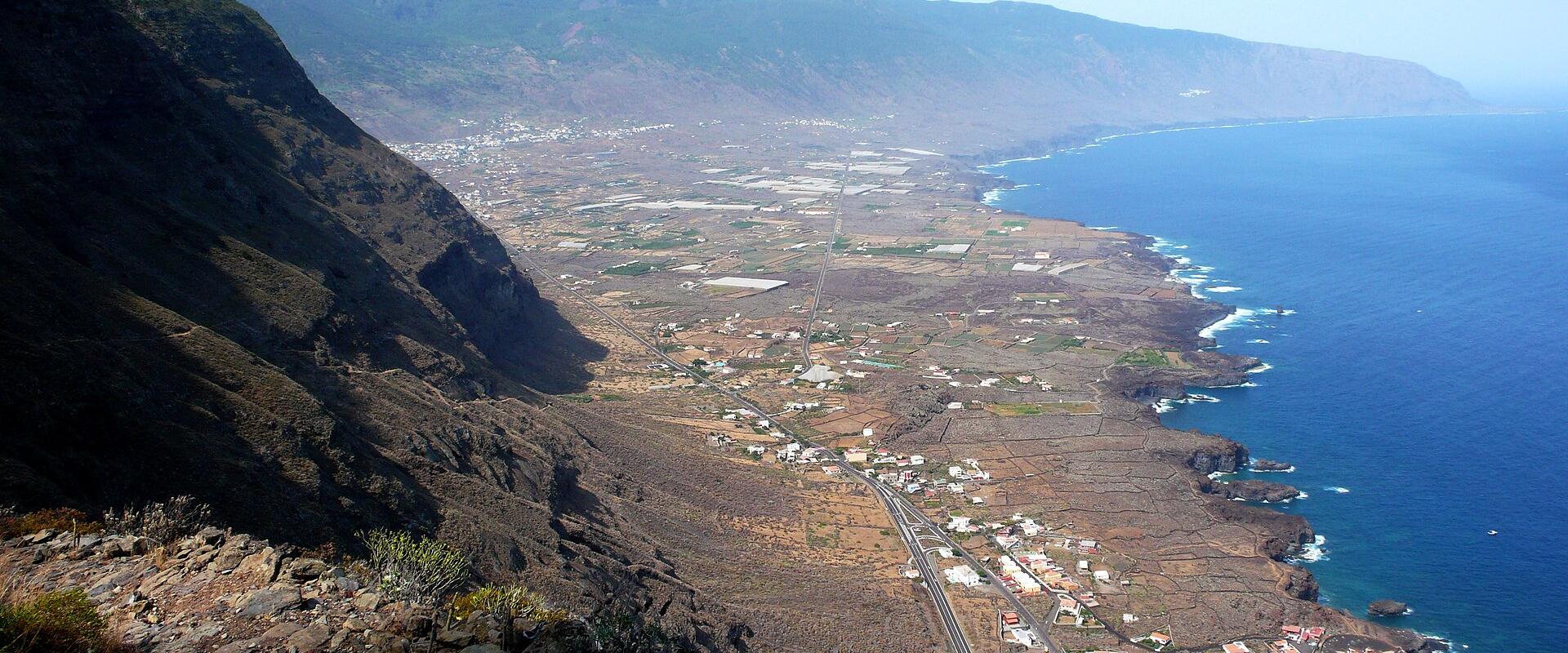 The El Golfo valley and coastline seen from the heights of El Hierro