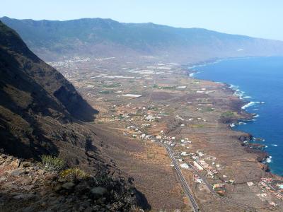 The El Golfo valley and coastline seen from the heights of El Hierro